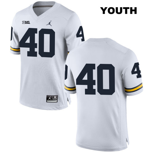 Youth NCAA Michigan Wolverines Nick Volk #40 No Name White Jordan Brand Authentic Stitched Football College Jersey UT25V81ZZ